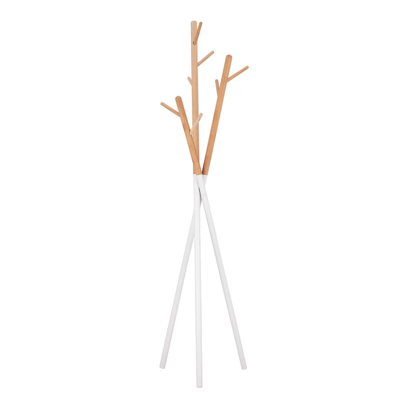 Coat Stand Sigar metal-wood in white-natural color 49x51x187cm