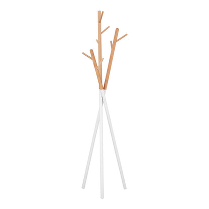 Coat Stand Sigar metal-wood in white-natural color 49x51x187cm