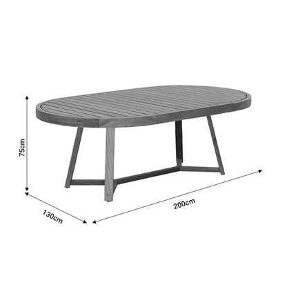 Stellan pakoworld solid eucalyptus wood table 220x130x75cm