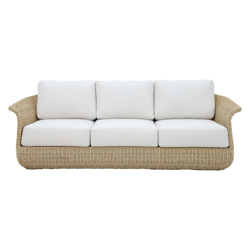 Three-seater sofa Gogi pakoworld aluminum-synthetic wicker in natural color-beige fabric 225x83x73cm