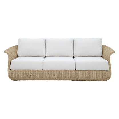 Three-seater sofa Gogi pakoworld aluminum-synthetic wicker in natural color-beige fabric 225x83x73cm