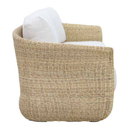 Three-seater sofa Gogi pakoworld aluminum-synthetic wicker in natural color-beige fabric 225x83x73cm