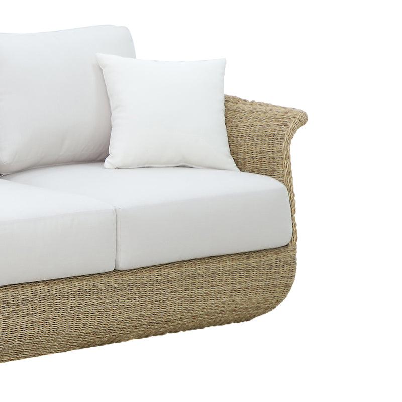 Three-seater sofa Gogi pakoworld aluminum-synthetic wicker in natural color-beige fabric 225x83x73cm