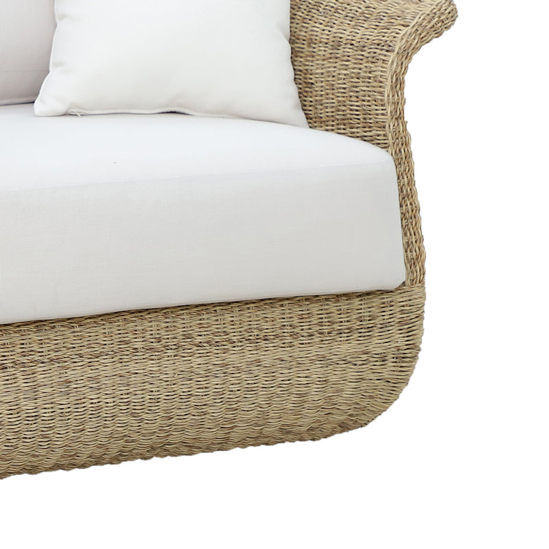 Armchair Gogi pakoworld aluminum-synthetic wicker in natural color-beige fabric 100x83x73cm