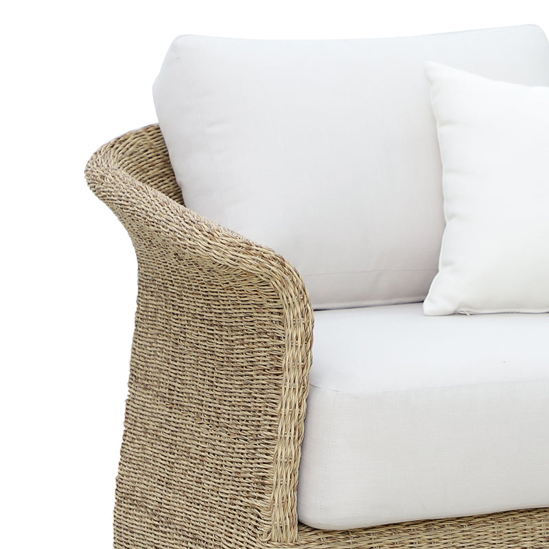 Armchair Gogi pakoworld aluminum-synthetic wicker in natural color-beige fabric 100x83x73cm