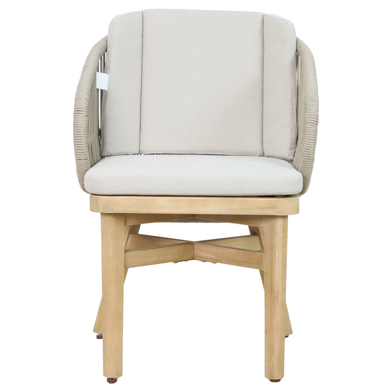 Farem pakoworld armchair solid eucalyptus wood-beige fabric 53x60x80cm