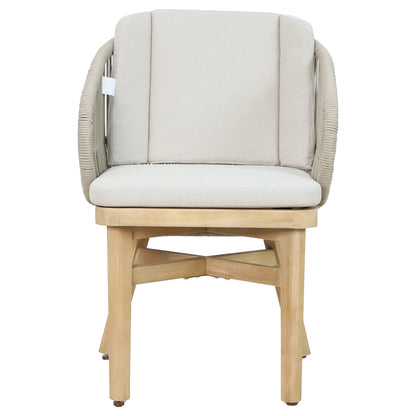 Farem pakoworld armchair solid eucalyptus wood-beige fabric 53x60x80cm