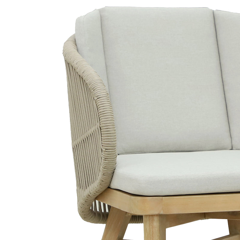 Farem pakoworld armchair solid eucalyptus wood-beige fabric 53x60x80cm
