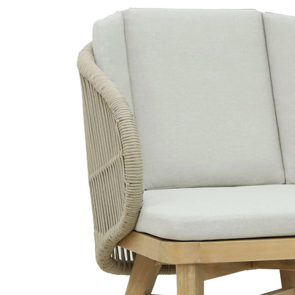 Farem pakoworld armchair solid eucalyptus wood-beige fabric 53x60x80cm
