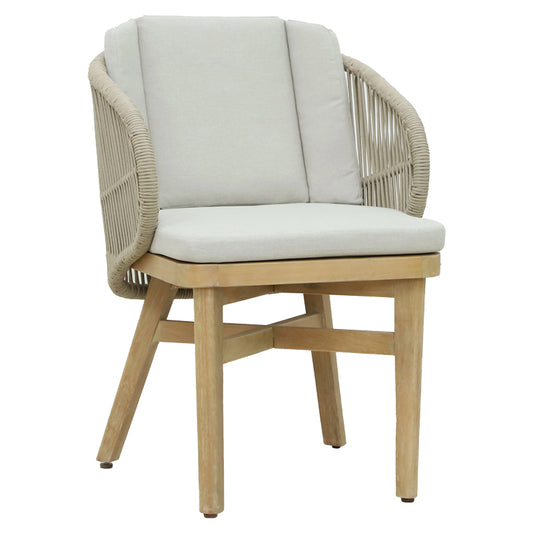 Farem pakoworld armchair solid eucalyptus wood-beige fabric 53x60x80cm