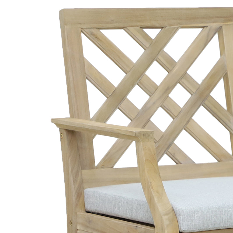 Bolen pakoworld armchair solid acacia wood-beige fabric 59x63.2x89.9cm