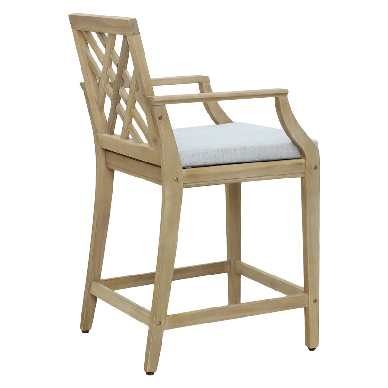 Amalfi bar stool pakoworld solid acacia wood-beige fabric 59x63.5x104.9cm