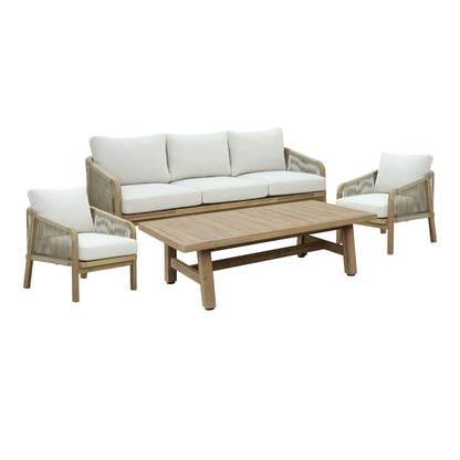 4pc Malibu I pakoworld living room set solid acacia wood-beige fabric