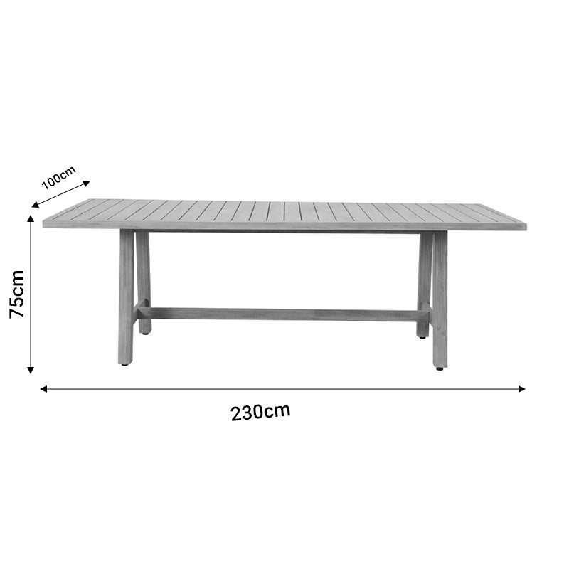 Dining table Poza-Malibu pakoworld 7pcs solid acacia wood-beige fabric