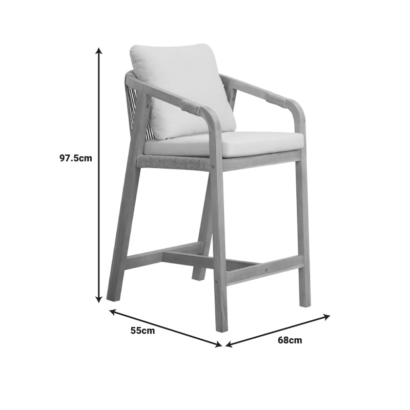 Dining room Bravo-Luciana pakoworld set of 5 solid acacia wood and beige fabric 130x70x90cm