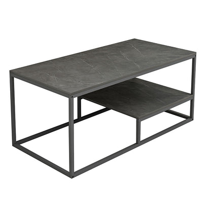 Coffee table Tondo pakoworld grey marble-dark grey 120x60x50cm