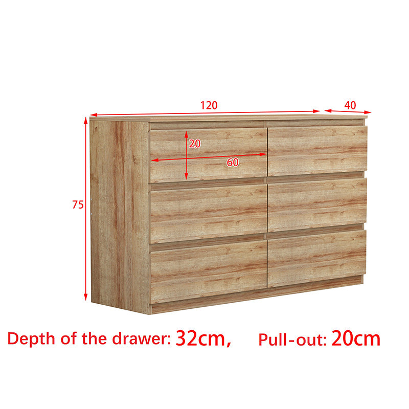 Chest of drawers Cindy pakoworld 6 drawers natural 120x40x75cm