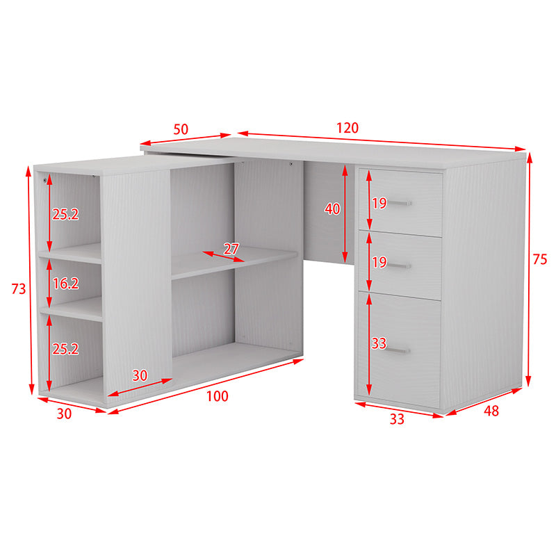 Polina pakoworld corner desk detachable color white 120x100x75cm