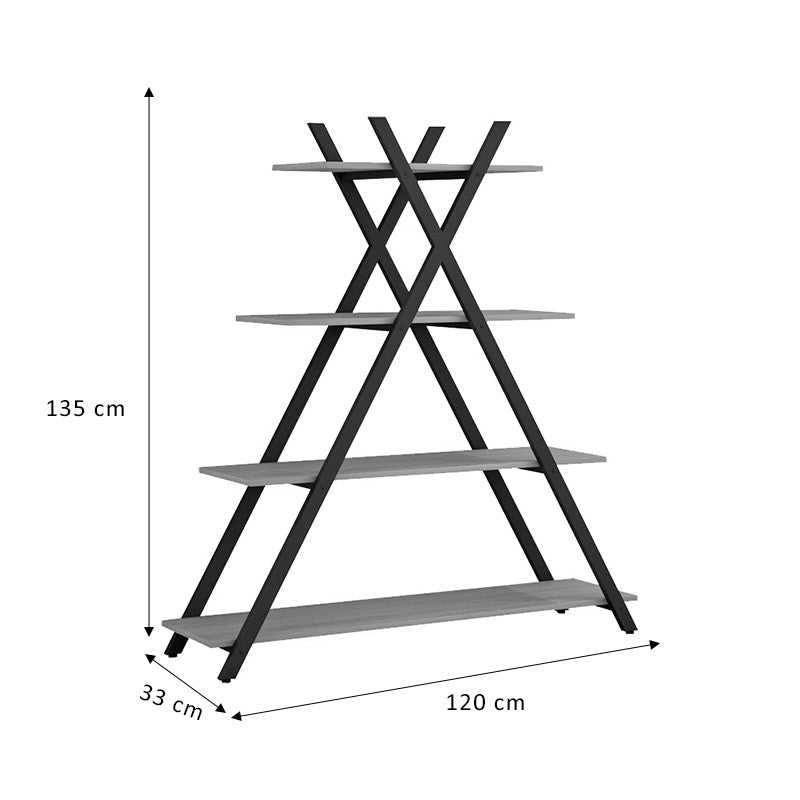 Bookcase Tree pakoworld black-natural 120x33x135cm