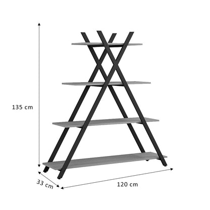 Bookcase Tree pakoworld black-natural 120x33x135cm