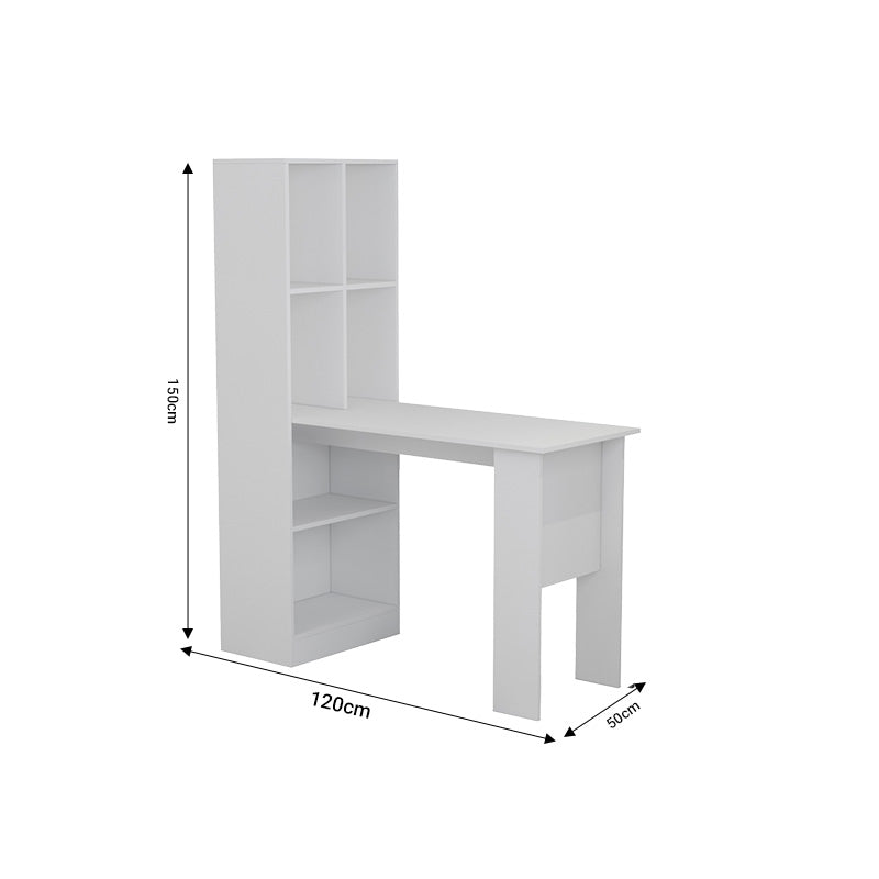 Office bookcase-desk Acumen pakoworld melamine white 120x50x150cm