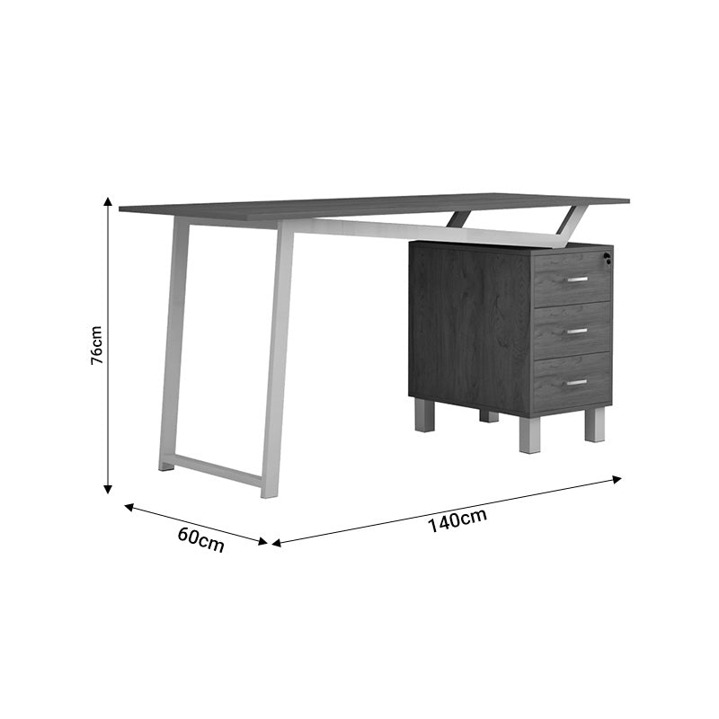 Office desk with drawers Prosper pakoworld melamine natural-white140x60x76cm