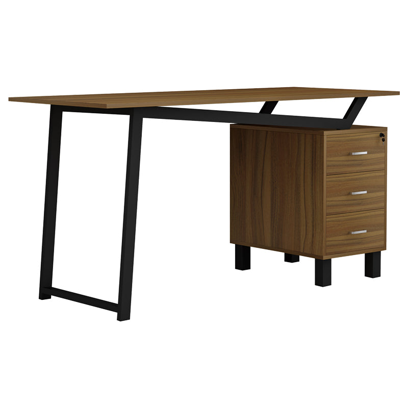 Office desk with drawers Prosper melamine walnut-black 140x60x76cm