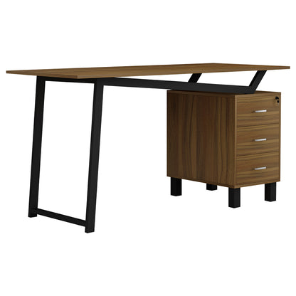 Office desk with drawers Prosper melamine walnut-black 140x60x76cm