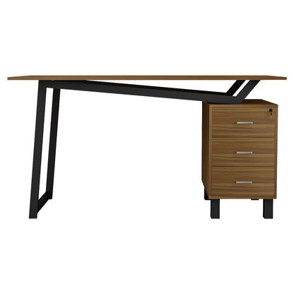 Office desk with drawers Prosper pakoworld melamine walnut-black 140x60x76cm