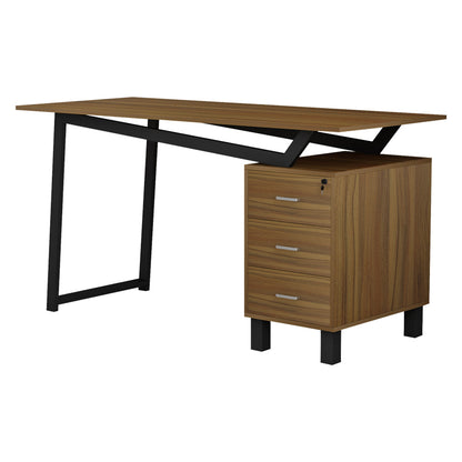 Office desk with drawers Prosper pakoworld melamine walnut-black 140x60x76cm