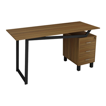 Office desk with drawers Prosper pakoworld melamine walnut-black 140x60x76cm