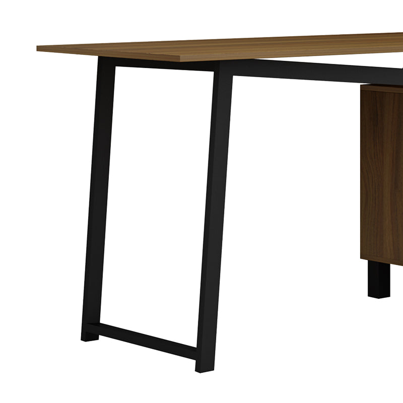 Office desk with drawers Prosper melamine walnut-black 140x60x76cm