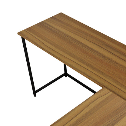 Right corner office desk Impetus pakoworld melamine walnut-black 150x120x75