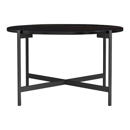 Coffee table Aisle pakoworld black marble melamine-black metal D80x45cm