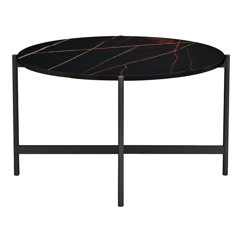 Coffee table Aisle pakoworld black marble melamine-black metal D80x45cm