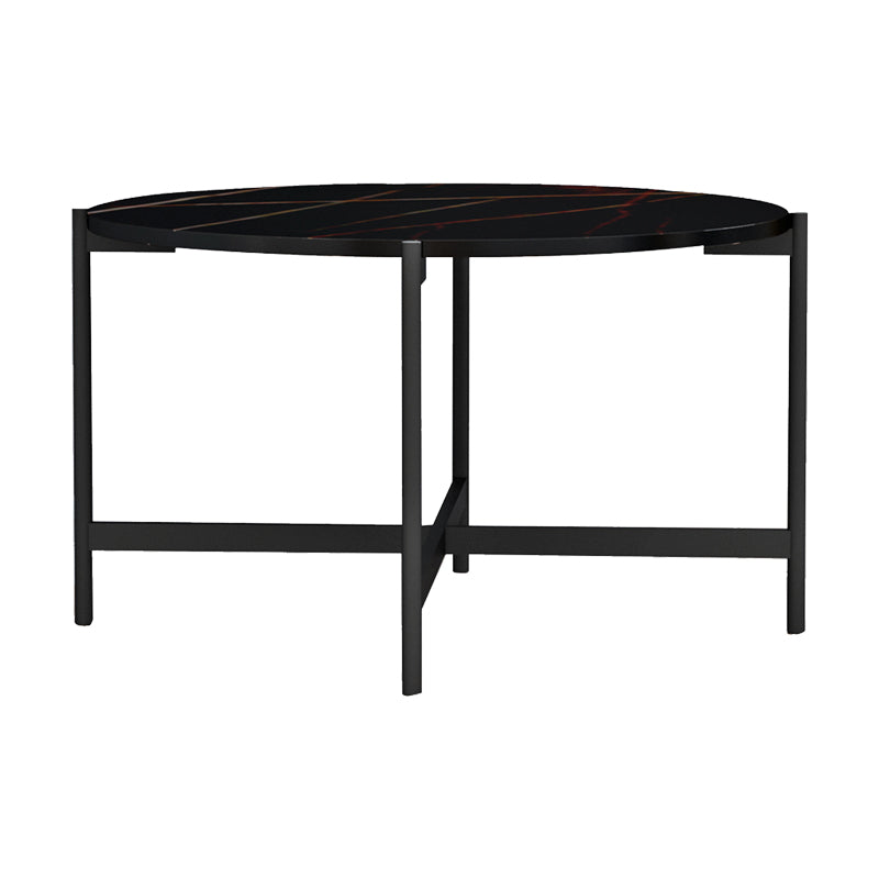 Coffee table Aisle pakoworld black marble melamine-black metal D80x45cm