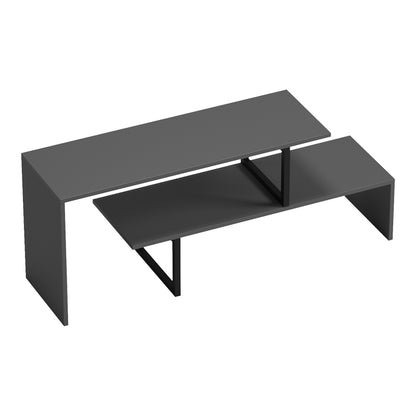 Tv stand Lilant melamine in grey color and black metal leg 160x30x45cm
