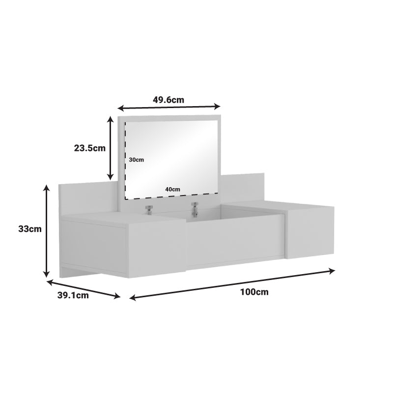 Paltar wall-mounted bedroom toilet with mirror in white 100x39.1x33cm