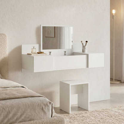 Paltar wall-mounted bedroom toilet with mirror in white 100x39.1x33cm