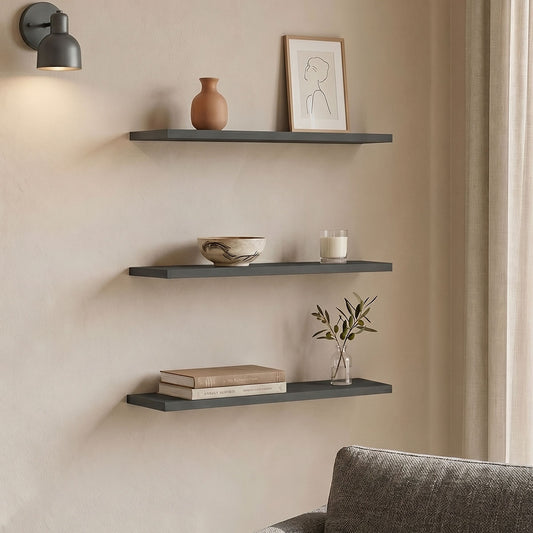 Divar wall shelf in dark grey color 60x14.5x1.8cm