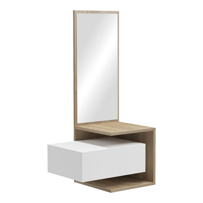 Kendi Entryway Furniture by , wall-mounted with mirror, in white-sonoma finish 49.1x31.3x90 cm.