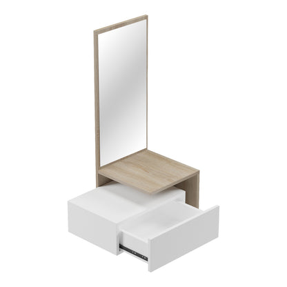 Kendi Entryway Furniture by , wall-mounted with mirror, in white-sonoma finish 49.1x31.3x90 cm.