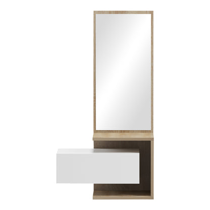 Kendi Entryway Furniture by , wall-mounted with mirror, in white-sonoma finish 49.1x31.3x90 cm.