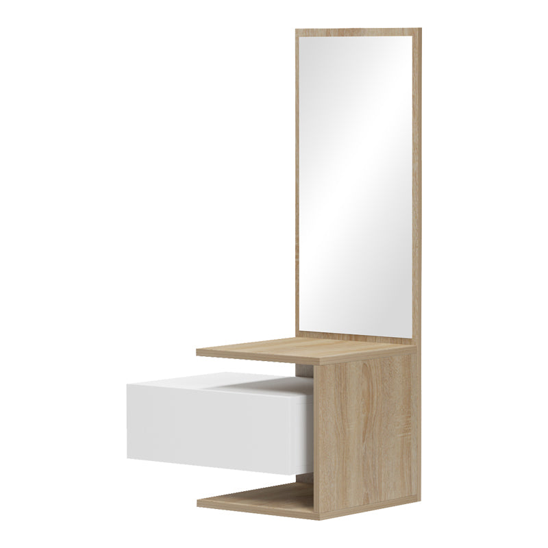 Kendi Entryway Furniture by , wall-mounted with mirror, in white-sonoma finish 49.1x31.3x90 cm.