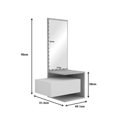 Kendi Entryway Furniture by , wall-mounted with mirror, in white-sonoma finish 49.1x31.3x90 cm.