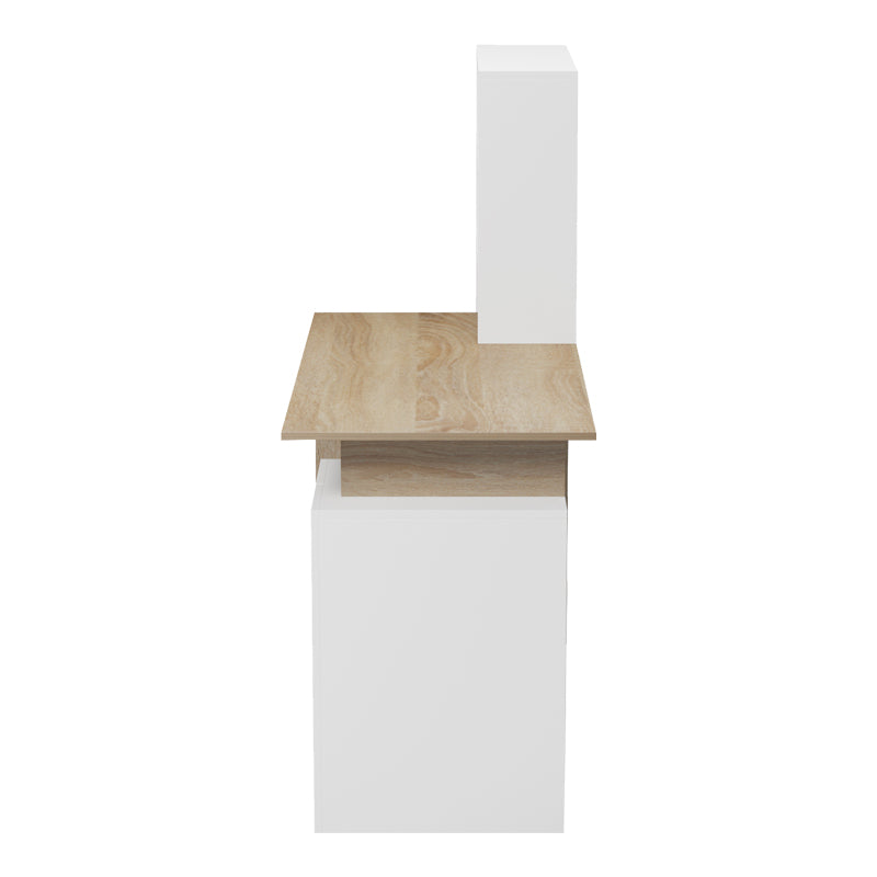 Office desk with a bookshelf and a cabinet Meza in sonoma-white color 146.3x55x128.8cm