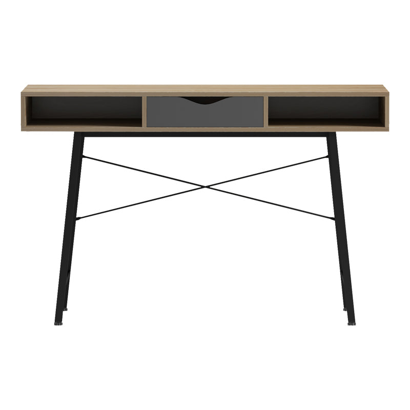 Office desk Komo in sonoma-grey color with black metallic legs 120x48x76cm