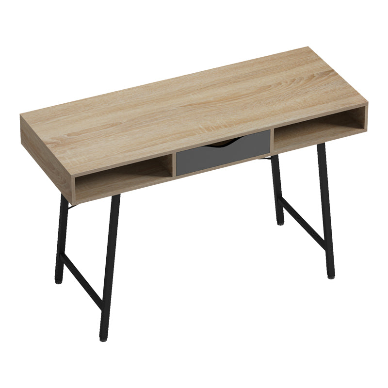Office desk Komo in sonoma-grey color with black metallic legs 120x48x76cm