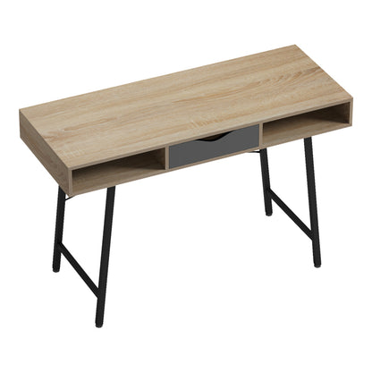 Office desk Komo in sonoma-grey color with black metallic legs 120x48x76cm