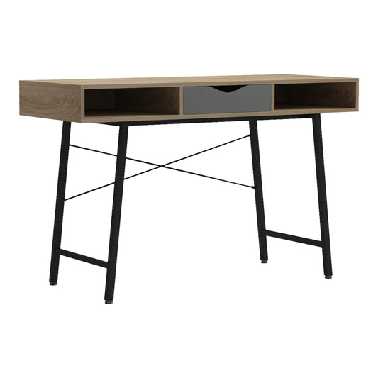 Office desk Komo pakoworld in sonoma-grey color with black metallic legs 120x48x76cm
